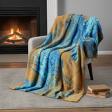 50" X 70" Cobalt And Copper Abstract Microfiber Plush Throw Blanket