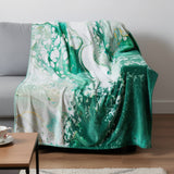 50" X 70" Green And Ivory Abstract Microfiber Plush Throw Blanket