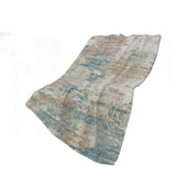 50" X 70" Teal Beige And Ivory Abstract Plush Throw Blanket