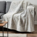 50" X 70" Ivory And Beige Abstract Microfiber Plush Throw Blanket