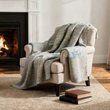 50" X 70" Green Teal And Beige Abstract Microfiber Plush Throw Blanket