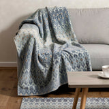 50" X 70" Blue And Orange Geometric Microfiber Plush Throw Blanket