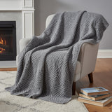 50" X 70" Charcoal And Ivory Abstract Microfiber Plush Throw Blanket