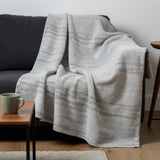 50" X 70" Ivory And Taupe Striped Microfiber Plush Throw Blanket