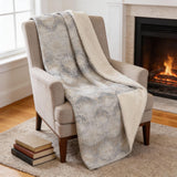 50" X 70" Linen And Gray Geometric Microfiber Plush Throw Blanket