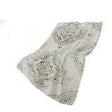 50" X 70" Linen Coffee And Ivory Floral Plush Throw Blanket