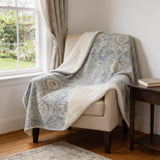 50" X 70" Ivory Coffee And Teal Damask Microfiber Plush Throw Blanket