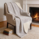 50" X 70" Ivory And Beige Geometric Microfiber Plush Throw Blanket