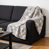 50" X 70" Gray And Ivory Geometric Microfiber Plush Throw Blanket