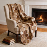 50" X 70" Brown And Beige Geometric Microfiber Plush Throw Blanket