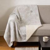 50" X 70" Ivory And Beige Geometric Microfiber Plush Throw Blanket