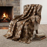 50" X 70" Brown Beige And Ivory Geometric Microfiber Plush Throw Blanket