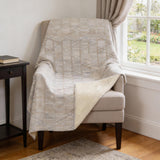 50" X 70" Ivory And Beige Microfiber Geometric Plush Throw Blanket