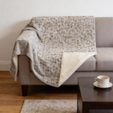 50" X 70" Gray Beige And Ivory Geometric Microfiber Plush Throw Blanket