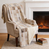 50" X 70" Taupe Ivory And Beige Microfiber Animal Print Plush Throw Blanket