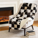 50" X 70" Black Ivory And Beige Microfiber Animal Print Plush Throw Blanket