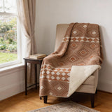 50" X 70" Rust And Ivory Microfiber Geometric Plush Throw Blanket