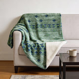 50" X 70" Green And Blue Microfiber Geometric Plush Throw Blanket