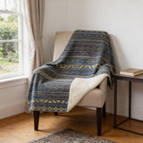 50" X 70" Blue Gold And Green Microfiber Geometric Plush Throw Blanket