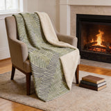 50" X 70" Green And Gray Microfiber Abstract Plush Throw Blanket