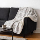 50" X 70" Taupe And Ivory Microfiber Geometric Plush Throw Blanket