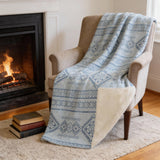 50" X 70" Blue And Light Blue Microfiber Geometric Plush Throw Blanket