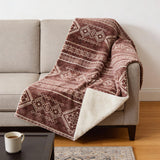 50" X 70" Rust And Ivory Microfiber Geometric Plush Throw Blanket