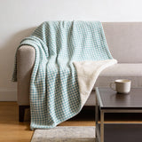 50" X 70" Aqua And White Microfiber Houndstooth Plush Throw Blanket