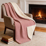 50" X 70" Red And White Microfiber Houndstooth Plush Throw Blanket