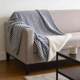 50" X 70" Navy Blue And White Houndstooth Microfiber Plush Throw Blanket
