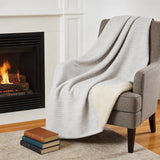50" X 70" Linen And Ivory Microfiber Striped Plush Throw Blanket