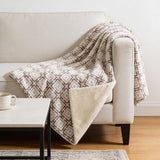 50" X 70" Taupe And Beige Microfiber Geometric Plush Throw Blanket