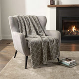 50" X 70" Taupe And Beige Microfiber Geometric Plush Throw Blanket