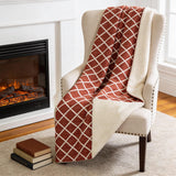 50" X 70" Red And Ivory Microfiber Geometric Plush Throw Blanket