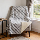 50" X 70" Gray And Ivory Microfiber Geometric Plush Throw Blanket