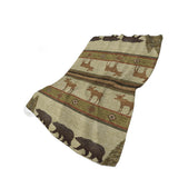 50" X 70" Brown Green And Rust Animal Print Plush Throw Blanket