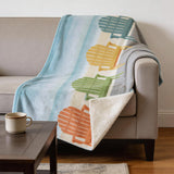 50" X 70" Blue Yellow And Green Microfiber Striped Plush Throw Blanket