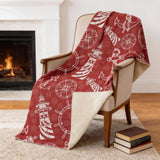 50" X 70" Red And Ivory Microfiber Geometric Plush Throw Blanket