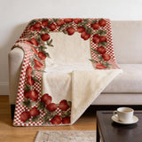 50" X 70" Red Ivory And Green Microfiber Checkered Plush Throw Blanket