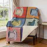 50" X 70" Blue Orange And Red Microfiber Color Block Plush Throw Blanket