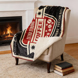 50" X 70" Midnight Ivory And Red Microfiber Geometric Plush Throw Blanket