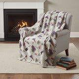 50" X 70" Ivory Purple And Green Wine Tasting Microfiber Plush Throw Blanket