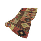 50" X 70" Rust Green And Beige Geometric Plush Throw Blanket