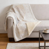 50" X 70" Gray And Ivory Microfiber Geometric Plush Throw Blanket