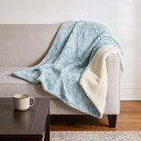 50" X 70" Aqua And Ivory Microfiber Animal Print Plush Throw Blanket