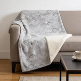 50" X 70" Gray And Ivory Microfiber Animal Print Plush Throw Blanket