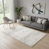 5' X 7' Beige And Blue Abstract Distressed Area Rug