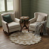 6' Beige And Brown Wool Medallion Hand Tufted Round Rug