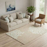 5' X 7' Beige And White Coral Area Rug