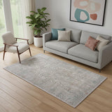 5' X 8' Gray And Red Medallion Distressed Area Rug